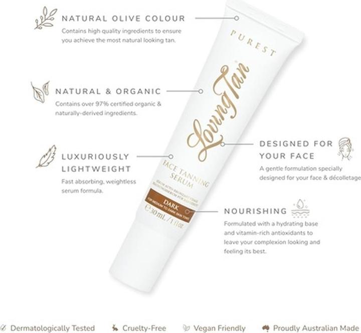 Produktbild Loving Tan Purest Face Tanning Serum Dark 30ml (Selbstbräunungsserum, 30 ml)