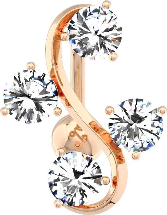 Immagine prodotto Star Piercing Banana in oro rosa con pallina a forma di vite con quattro cristalli d'argento (Ottone, Acciaio chirurgico 316L)