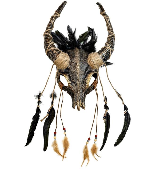 Image du produit Widmann Masque de chaman crâne de taureau avec des plumes