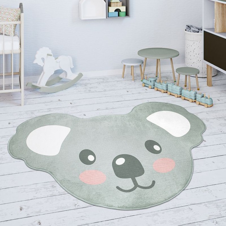Produktbild Paco Home Kinderteppich Teppich Kinderzimmer Koala Form Grau (90 x 120 cm)