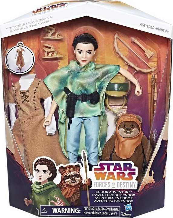 Actual product image Hasbro Star Wars Forces of Destiny Adventure Princess Leia & Wicket Figure 2-Pack (Endor Adventure)