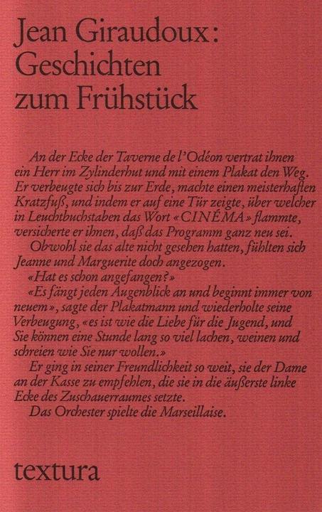 Produktbild Geschichten zum Frühstück (Deutsch, Jean Giraudoux, 2005)