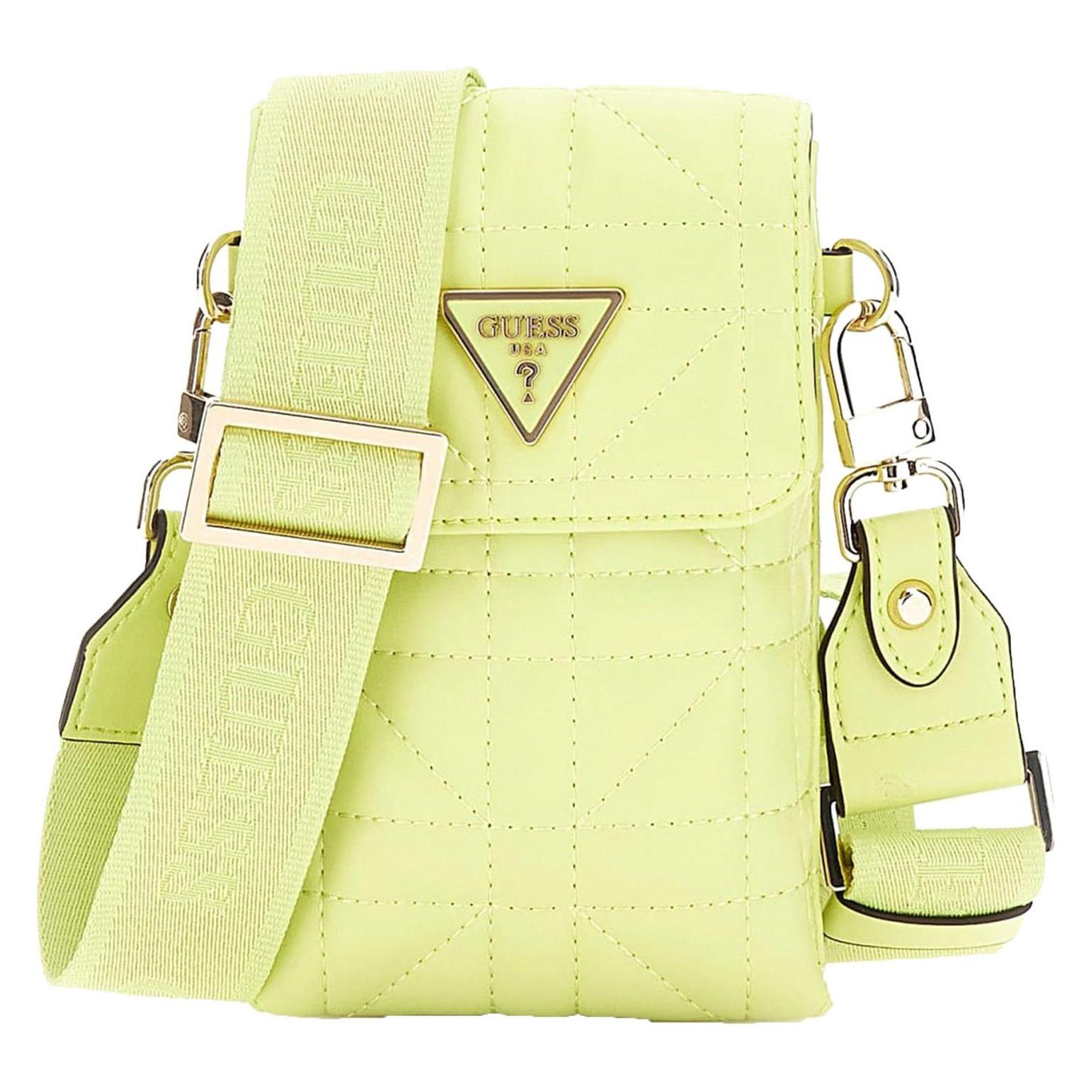 Guess, Damen, Handtasche, Latona Flap Chit Chat Phone Bag, Gelb