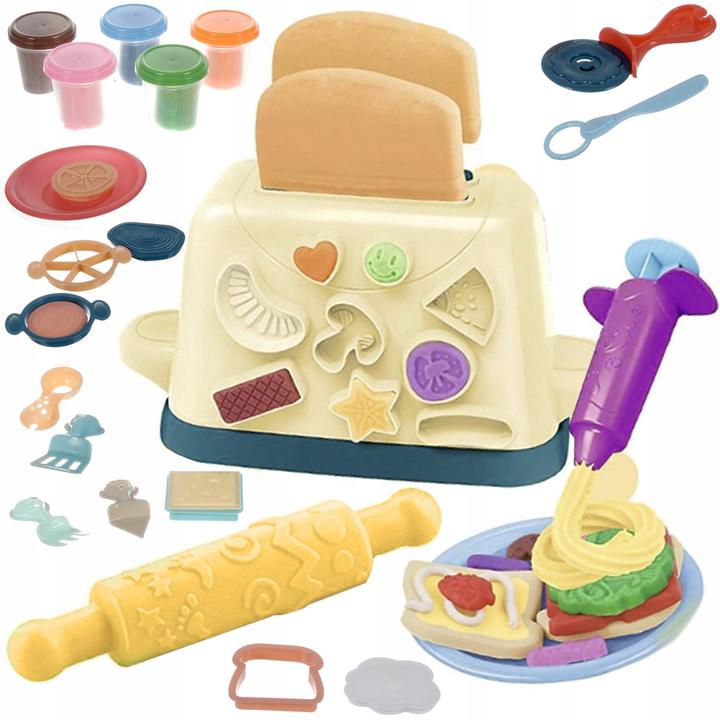 Actual product image Kruzzel Large toy set with pasta syringe, toy toast and modelling clay