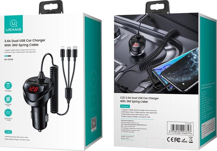Produktbild Usams C22 einteiliges Ladegerät 2x USB-A 2,4 A (CC119TC01)