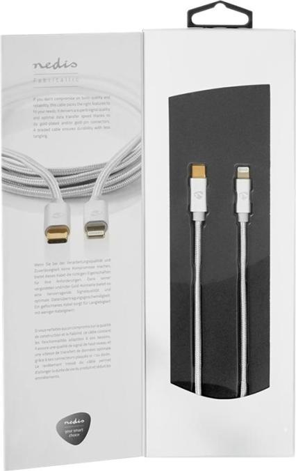Produktbild Nedis Lightning ST -> USB-C ST 1.0m aluminium (Window-Box) (1 m, USB 2.0)