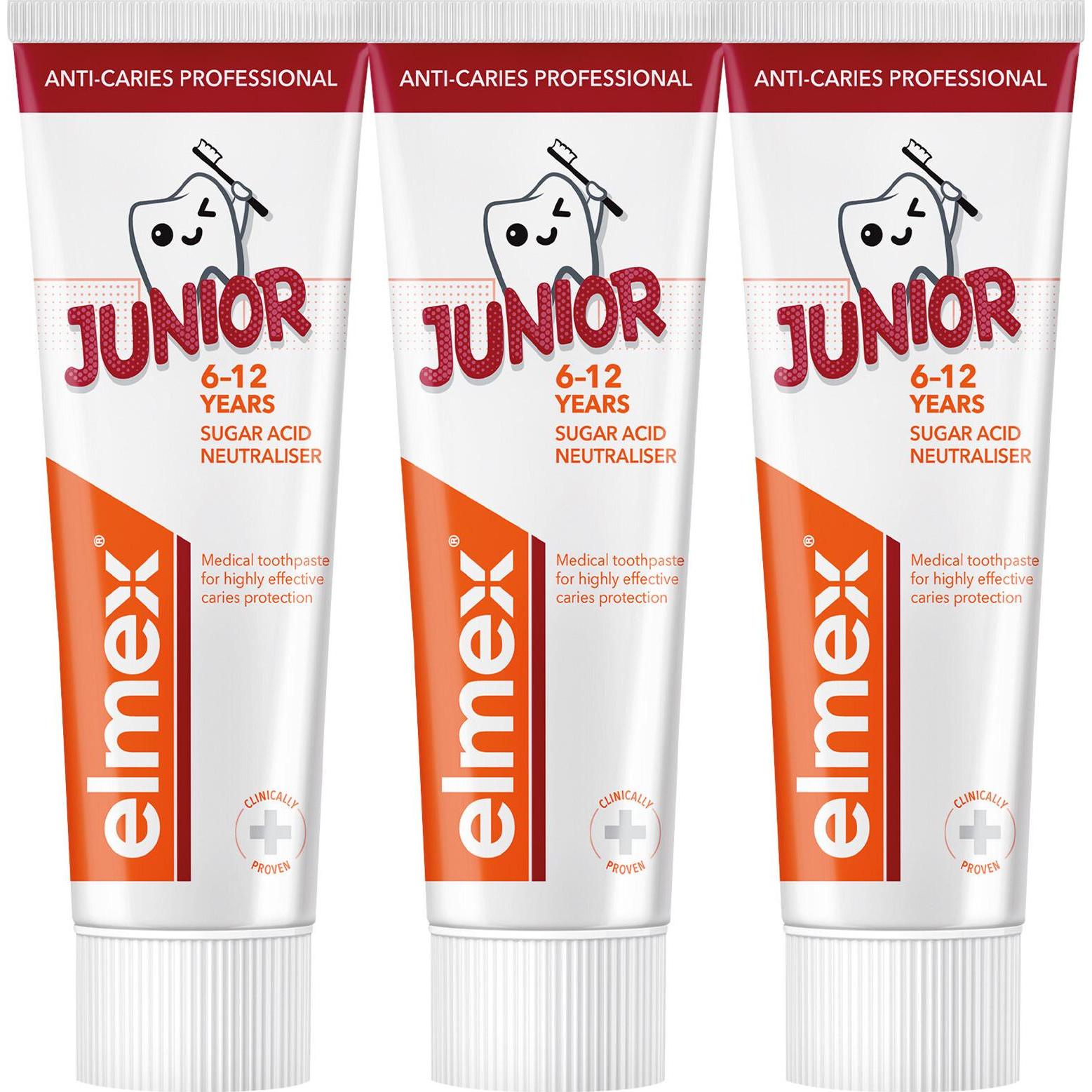 Elmex, Dentifricio, Junior Professional Trio Zahnpasta 3 x 75 ml