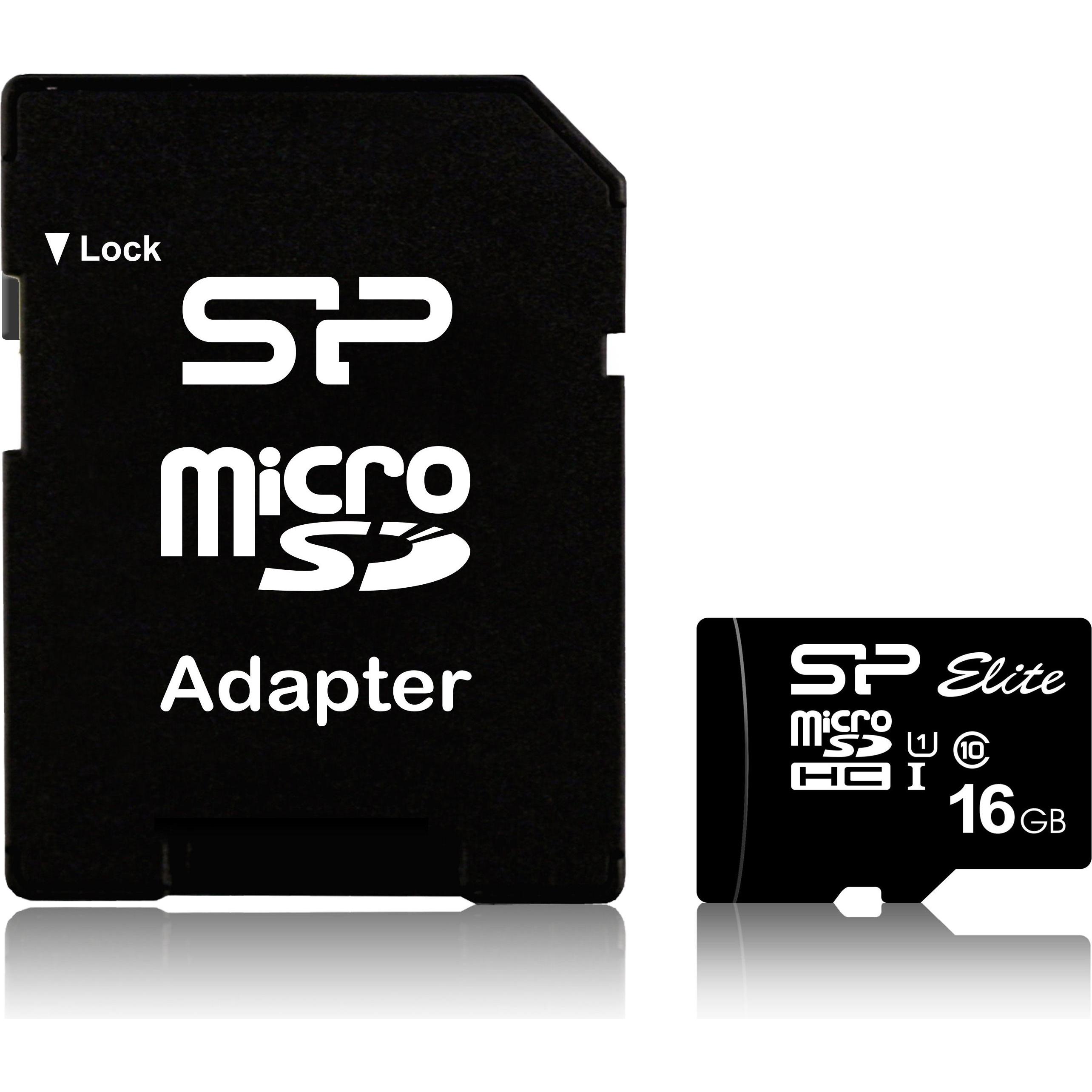 Silicon Power Elite (16 GB, microSDHC, U1, UHS-I), Speicherkarte, Schwarz