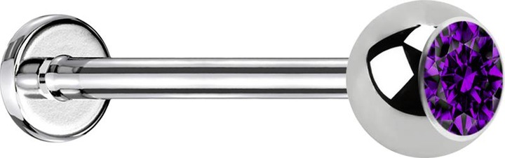Produktbild Star Piercing Micro Labret silber mit Kugel und Kristall violett (Chirurgenstahl 316L, ohne Messing)