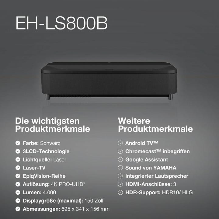 Produktbild Epson EH-LS800B (4K, 4000 lm, 0.16 - 0.4:1)