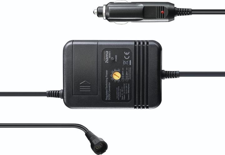 Actual product image Hama Power supply unit for car, adjustable, 2000mA, 24W, max. 12V, stabilis., 8 adapters