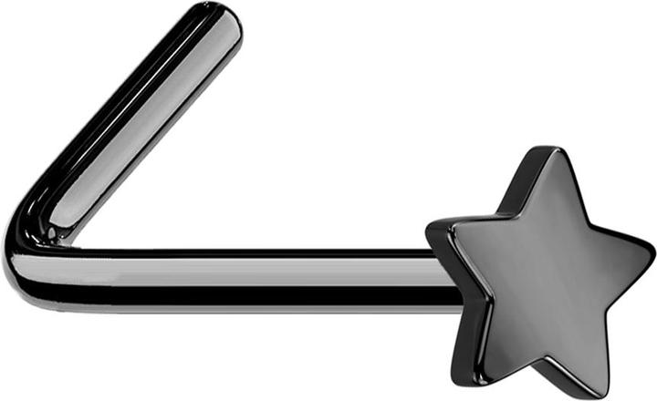 Actual product image Star Piercing Nose stud angled black with star (Titanium G23, without brass)