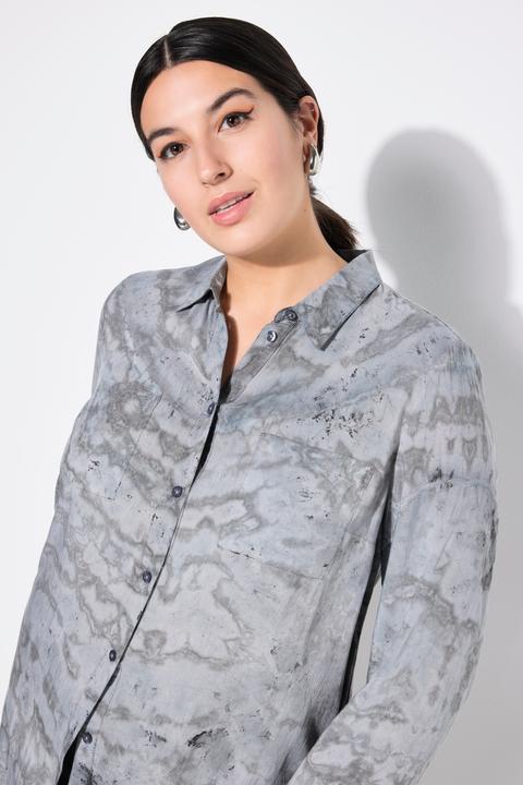 Produktbild Studio Untold Long-Hemdbluse, Boxy Shape, Batik-Look, Vintage-Optik (42, 44)