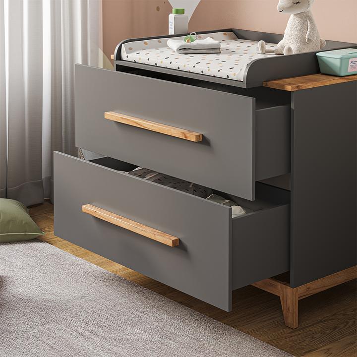 Actual product image Vicco Changing table Malia, Gray/Artisan/Artisan, 108 x 98 cm with 2 drawers