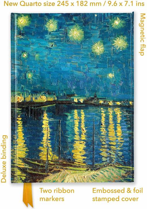 Immagine prodotto Premium Notizbuch Quartformat: Vincent van Gogh, Sternennacht über der Rhone (Formato Quarto, Righe, Copertina rigida)
