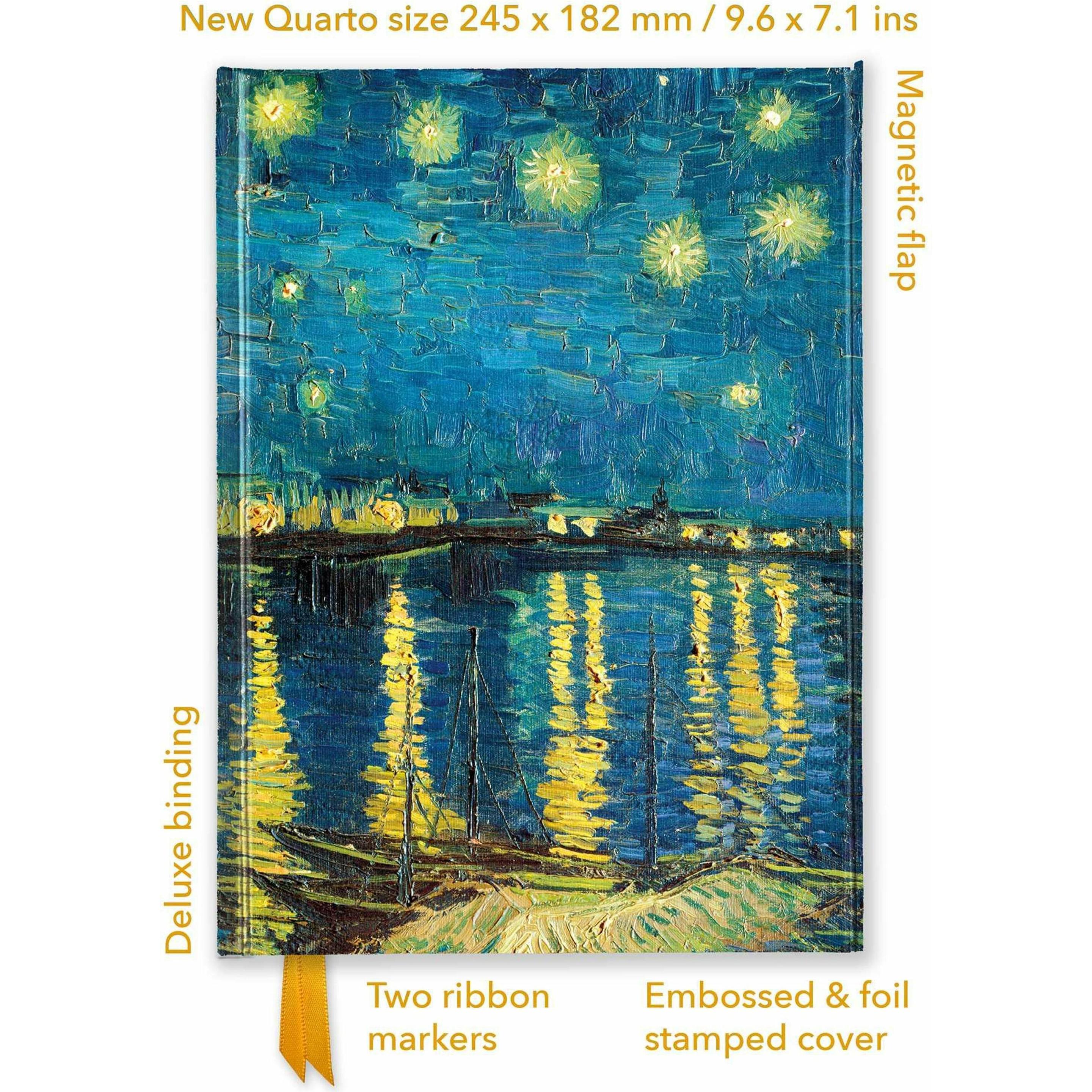 Flame Tree Premium Notizbuch Quartformat: Vincent van Gogh, Sternennacht über der Rhone (Quartformat, Liniert, Harter Einband) (58156988)