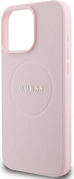 Actual product image Guess GUHMP15XPGHSMMP iPhone 15 Pro Max 6.7" różowy/pink MagSafe PU Grained Gold Ring (Apple iPhone 15 Pro Max)