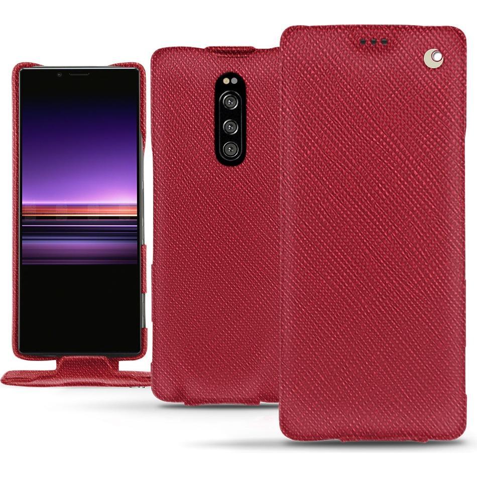 Noreve Lederschutzhülle vertikal (Sony Xperia 1), Smartphone Hülle, Rot