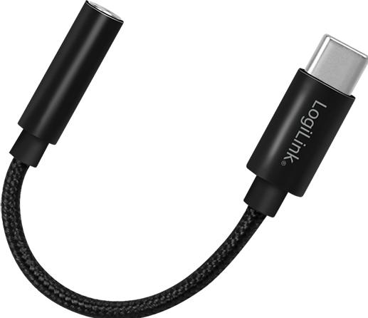 Actual product image LogiLink Cable USB-C to 3.5mm 0.13m Black (USB Type C, 3.5mm jack)