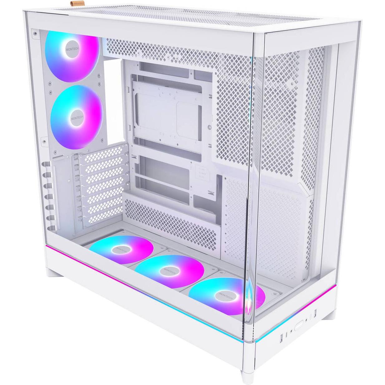 Montech HS02 PRO (weiss, Tempered Glass x 2) (ATX), Case PC, Bianco