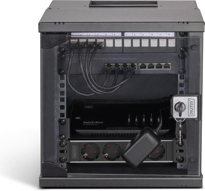 Image du produit Digitus Kit réseau 10", boîtier mural 6U et accessoires, sw SOHO PRO version (6 HE, Rack 10 pouces)