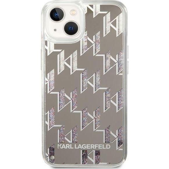 Thumbnail - Karl Lagerfeld Hard Cover Liquid Glitter Monogram Silver, f??r iPhone 14 Plus, KLHCP14MLMNMS (Apple iPhone 14 Plus), Sma...