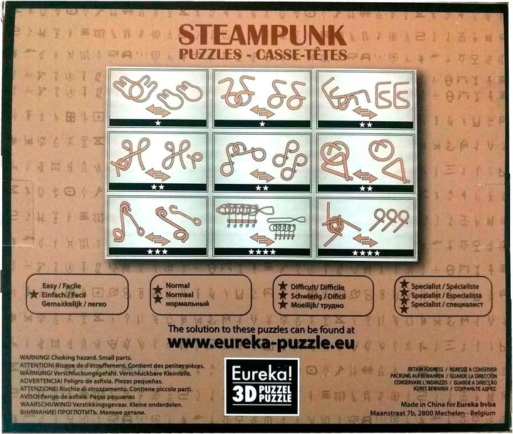 Actual product image Eureka! puzzel 9 Steampunk Puzzles *-**** (brown box)