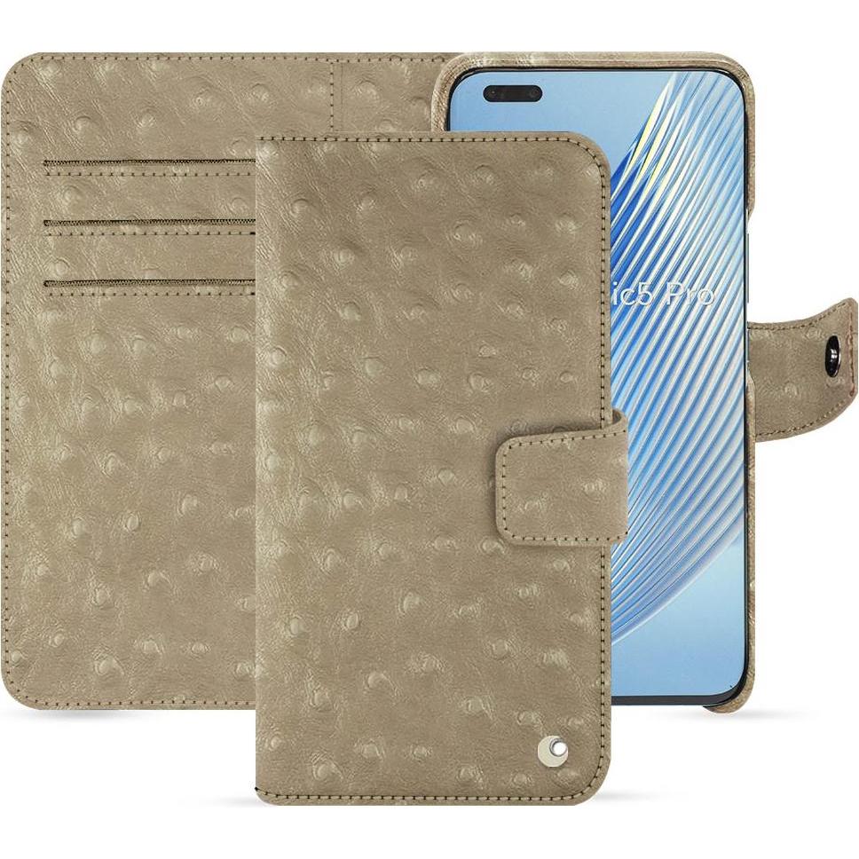 Noreve Lederschutzhülle Honor Magic5 Pro (Honor Magic5 Pro), Smartphone Hülle, Beige