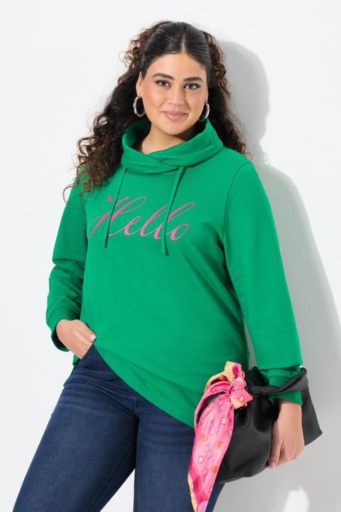 Produktbild Ulla Popken Sweatshirt, Classic Fit, HELLO, Stehkragen (46, 48)