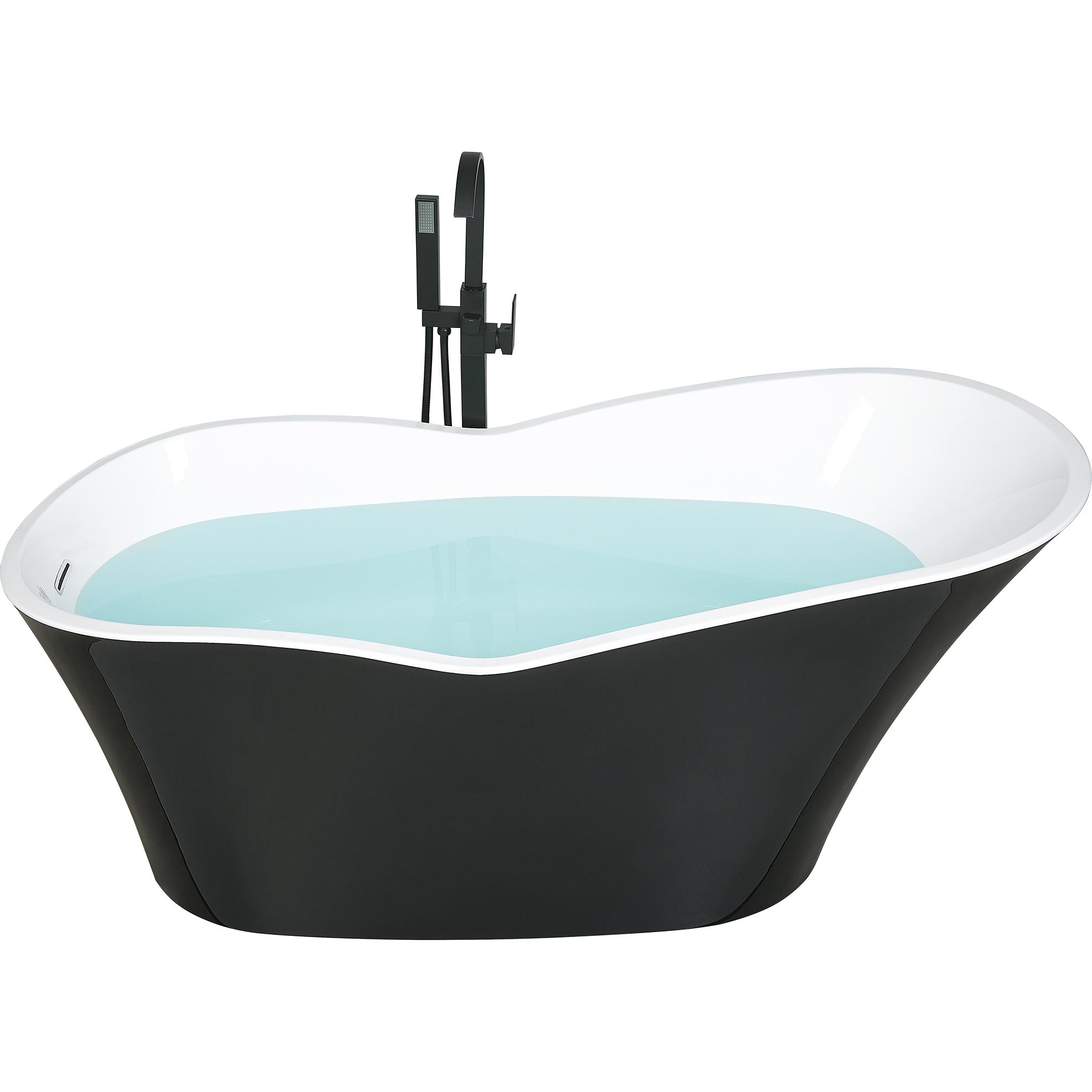 Beliani, Badewanne, Badewanne freistehend schwarz / weiss 170 x 80 cm DULCINA (243 l, 80 cm)