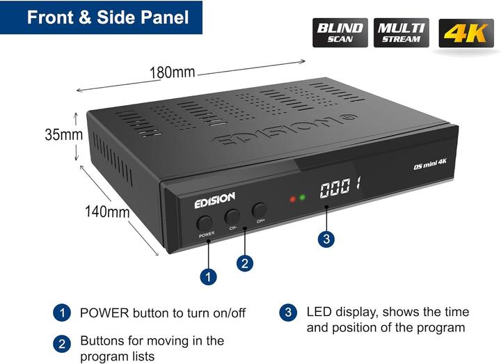 Produktbild Edision OS Mini 4K, 1X S2X (DVB-S2)