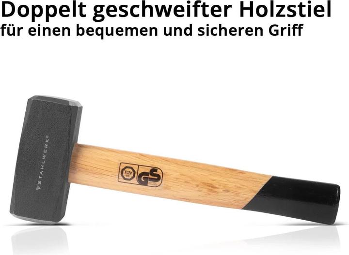 Actual product image Stahlwerk Mallet set of 2 1500g Carbon steel plate hammer Wooden handle (1650 g)