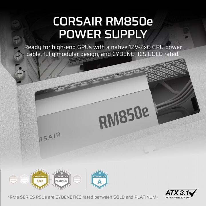 Produktbild Corsair PSU RMe White 850W 80+Gold FM ATX3.1 2025 (850 W)