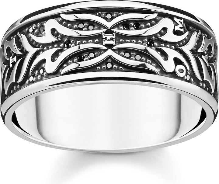 Thomas Sabo Ring Tiger Muster Schwarz (64, 925 Silber)