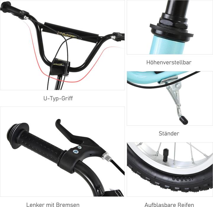 Actual product image Homcom Kinderscooter Stahl, Aluminium Hellblau