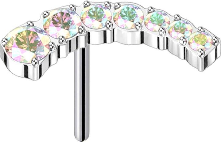 Immagine prodotto Star Piercing Argento senza fili curvo sette cristalli discendenti multicolore (senza ottone, Titanio)