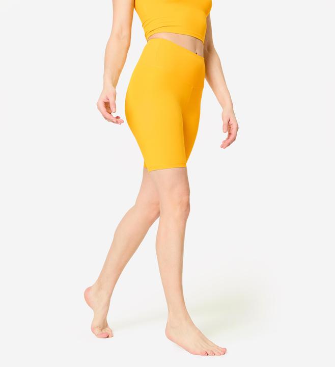 Domyos Radlerhose Damen Slim hoher Taillenbund - gelb (S)