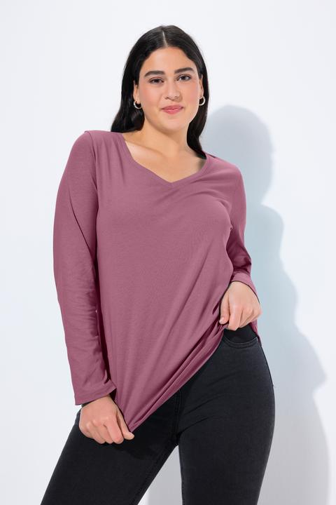 Produktbild Ulla Popken Shirt, Slim, V-Ausschnitt, Langarm (62)