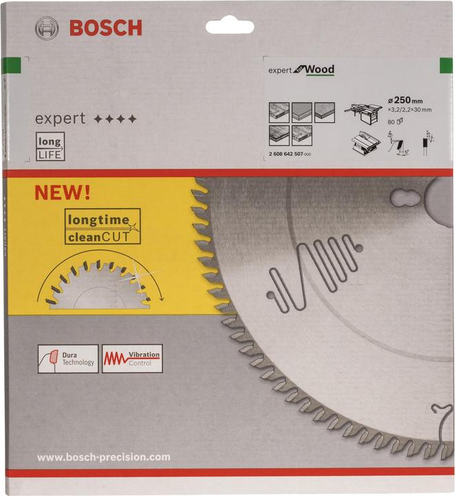 Produktbild Bosch Professional Zubehör Kreissägeblatt Expert for Wood, 250 x 30 x 3,2 mm, 80