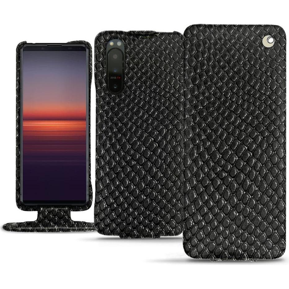 Noreve Lederschutzhülle vertikal (Sony Xperia 5 II), Smartphone Hülle, Schwarz