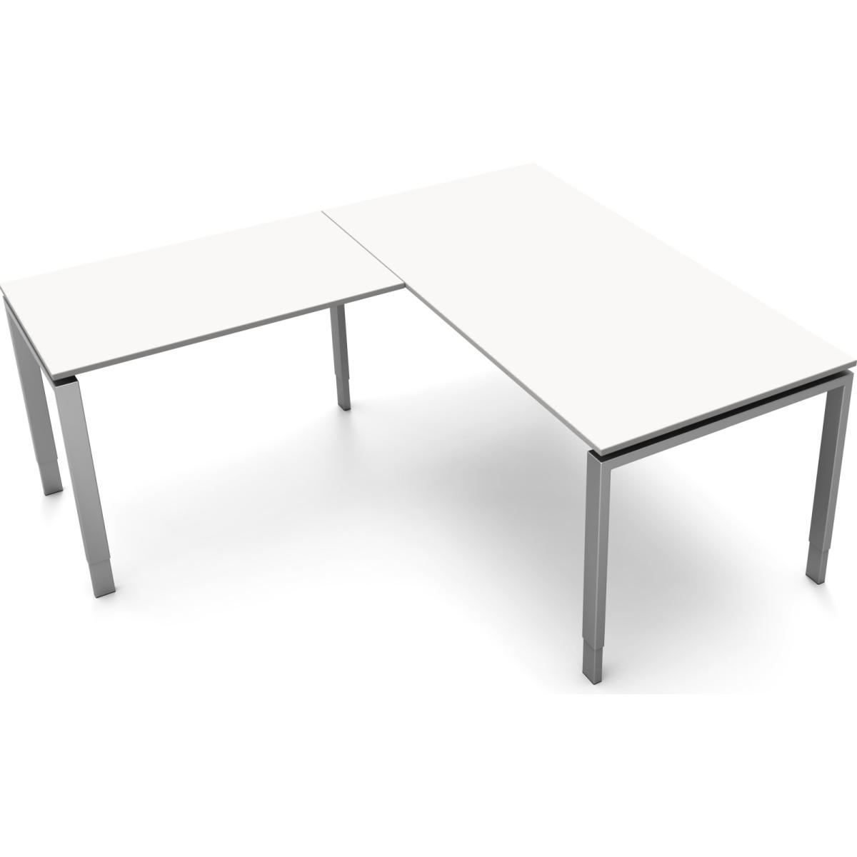 Kerkmann, Schreibtisch, Schreibtisch Form5 160 160x80x68-82cm / Anbau 100x60cm weiss