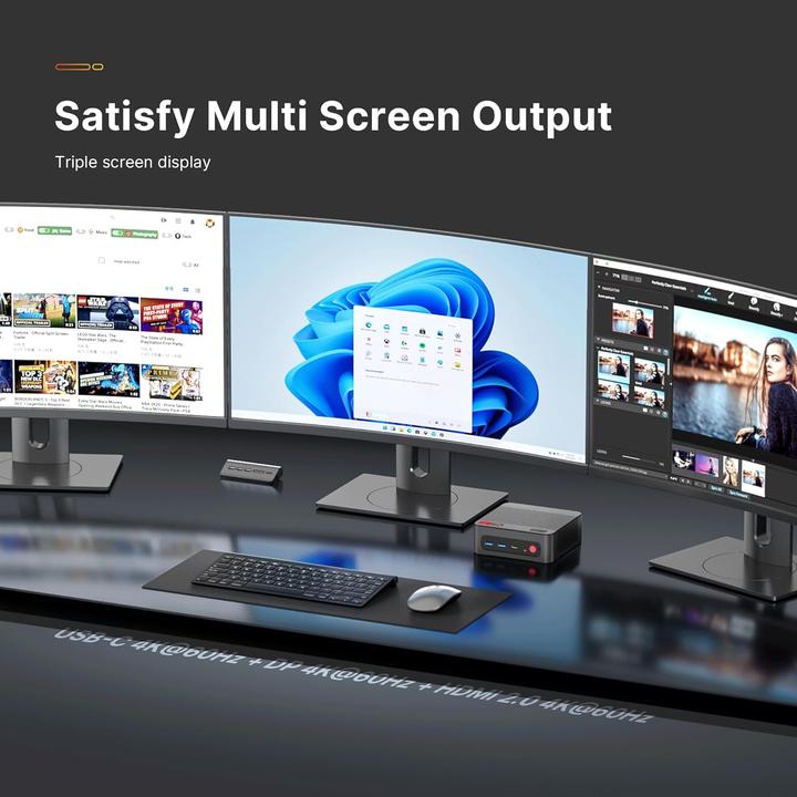 Actual product image Bosgame Mini-PC P4 Plus Dual mit Ryzen 7 Prozessor, Windows 11 Pro (AMD Ryzen 7 5825U, 16.38 GB)
