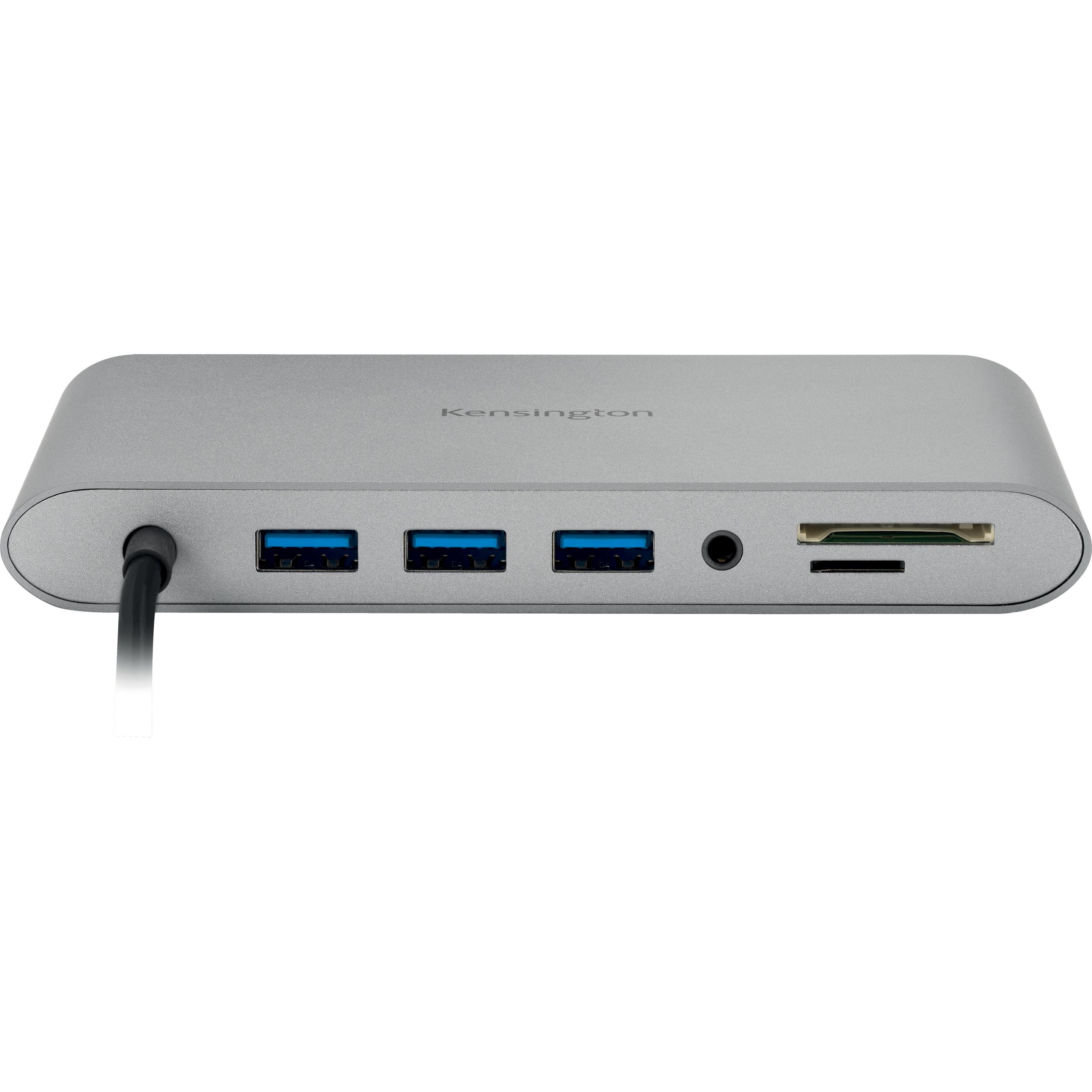 Kensington Dockingstation UH1440p Mobile USB-C 8-in-1 (USB-C, 3 Ports), Dockingstation + USB Hub, Silber