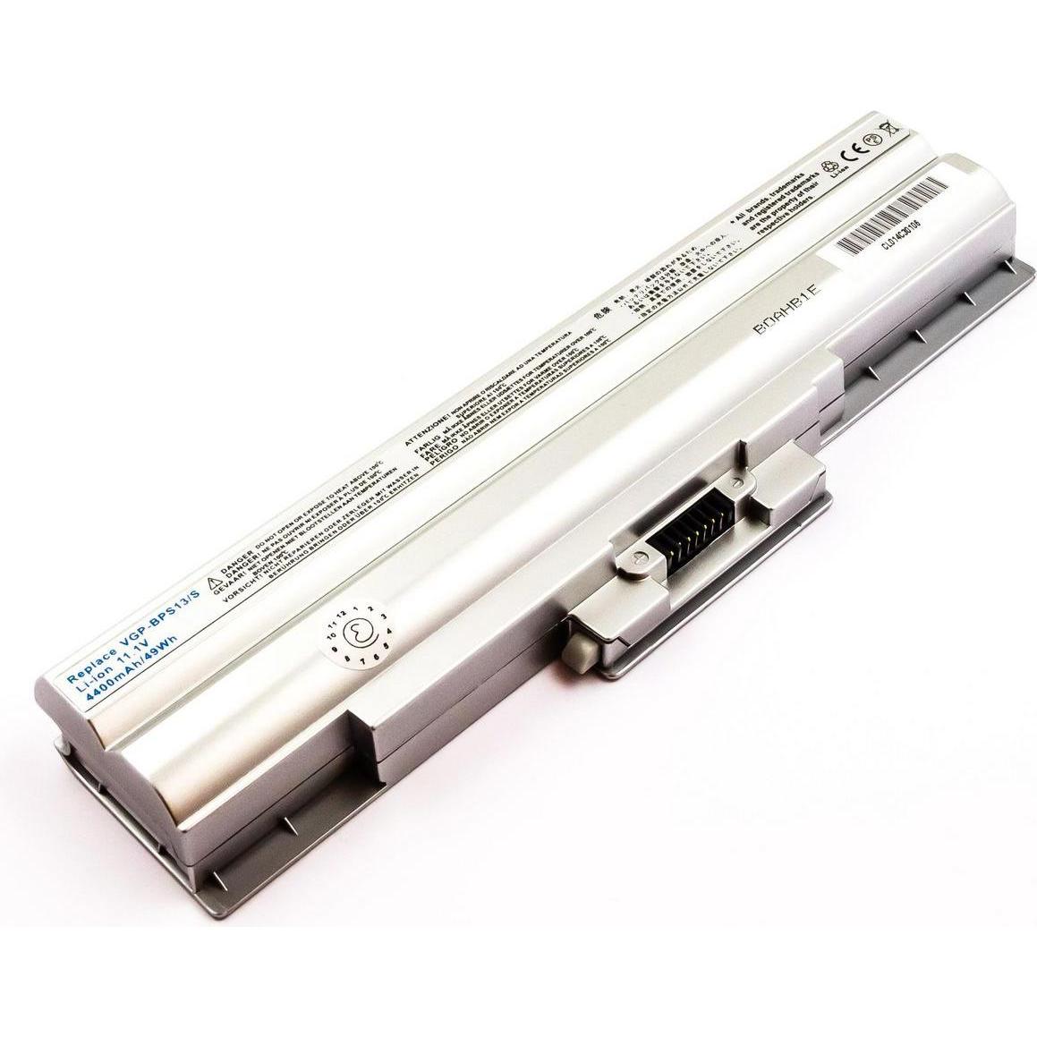 CoreParts Laptop Battery for Sony (6 Zellen, 4400 mAh), Notebook Akku, Silber