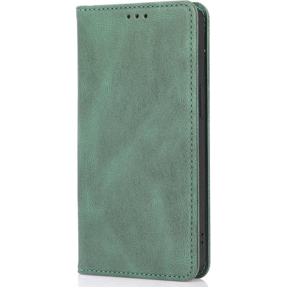 Cover-Discount iPhone 15 Pro - Vintage Flip Case Hülle grün (Apple iPhone 15 Pro), Smartphone Hülle, Grün