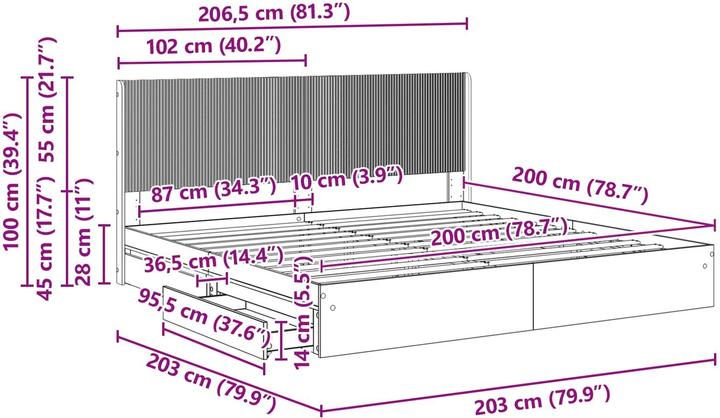 Produktbild vidaXL Bettrahmen (200 x 200 cm)