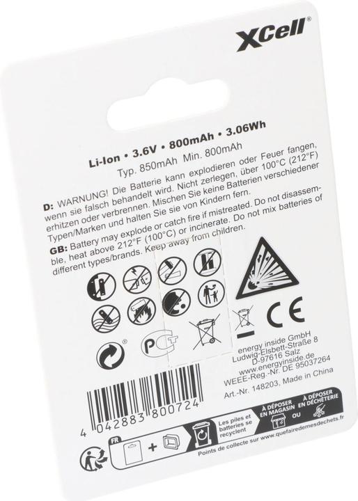 Produktbild XCell Akku Pro 16340 (1 Stk., 16340, 850 mAh)