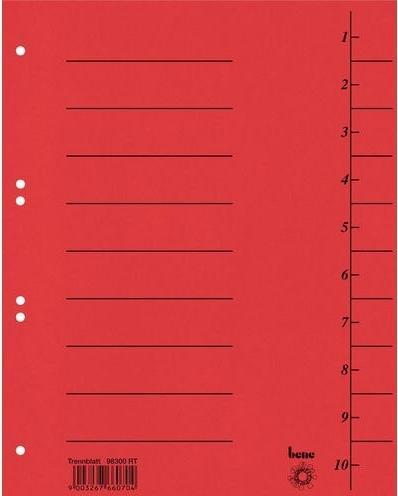 Actual product image Bene Dividers Trend 1 to 10 DIN A4 red 10-piece cardboard