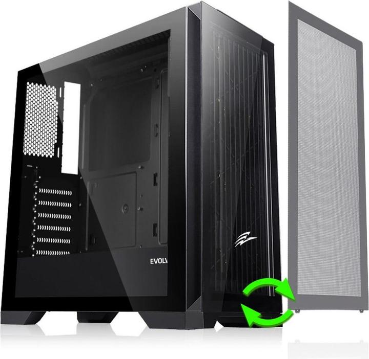 Evolveo Ptero Q2, 2x??eln?? panel: sklo/m??????ka (ATX)