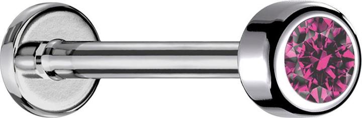 Immagine prodotto Star Piercing Micro Labret a filo interno cilindro d'argento con cristallo rosa (senza ottone, Titanio)